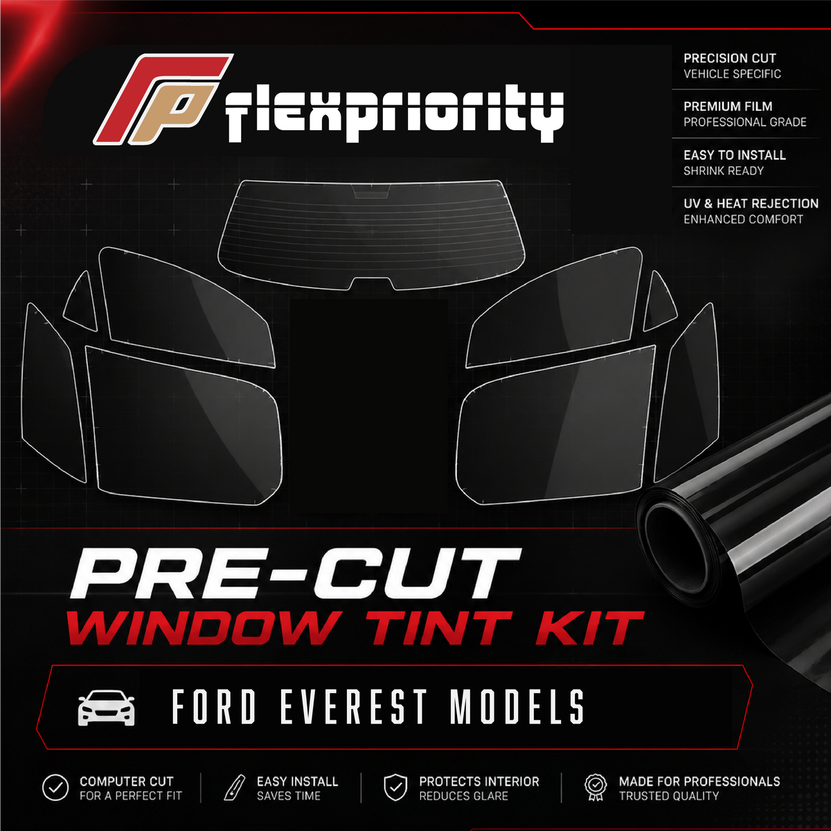 Pre Cut Window Tint Kit | Ford Everest 2023 - On